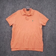 Polo Ralph Lauren Shirt Mens L Large Orange Custom Fit Short Sleeve Golf Rugby