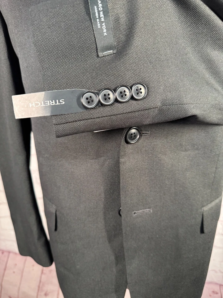 NUEVO ANDREW MARC Para Hombres Negro ATHLETIC FIT Traje Abrigo Deportivo Blazer Chaqueta 42R Foto 4 de 4