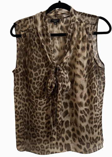 Gilet Sans Manches Harve Benard Petites 14P - Noir/marron Fausse Fourrure - EUC