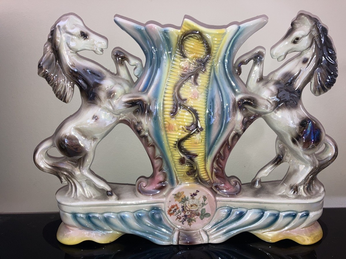 Vintage Hand Painted Iridescent Horse Vase made In Italy | eBay