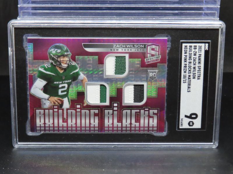 Zach Wilson Panini Spectra Building Blocks Relics #BBZW Neon Orange