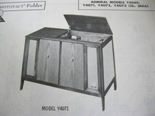 ADMIRAL Y4049, Y4071, Y4072, Y4073 PHONOGRAPH PHOTOFACT