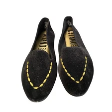 Vintage Gitano Velvet Loafer Flats Black with Gold Loafers Shoes Size 11