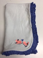 Just One You Carters Pink Birds Blue Floral Polka Dot Ruffle Cotton Baby Blanket