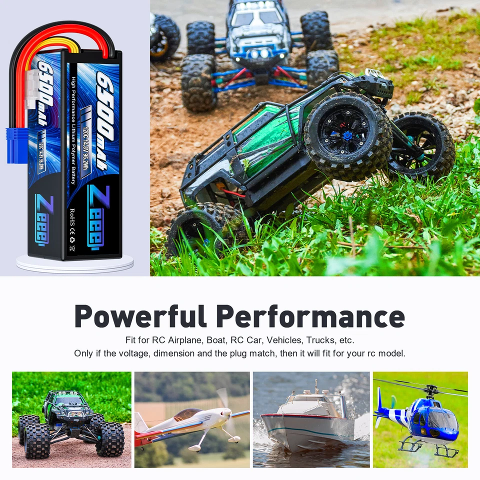 Zeee 14.8V 4S Lipo Akku Batterie 120C 6500mAh EC5 für RC Auto Flugzeug Drohne 2x - Bild 4 von 4