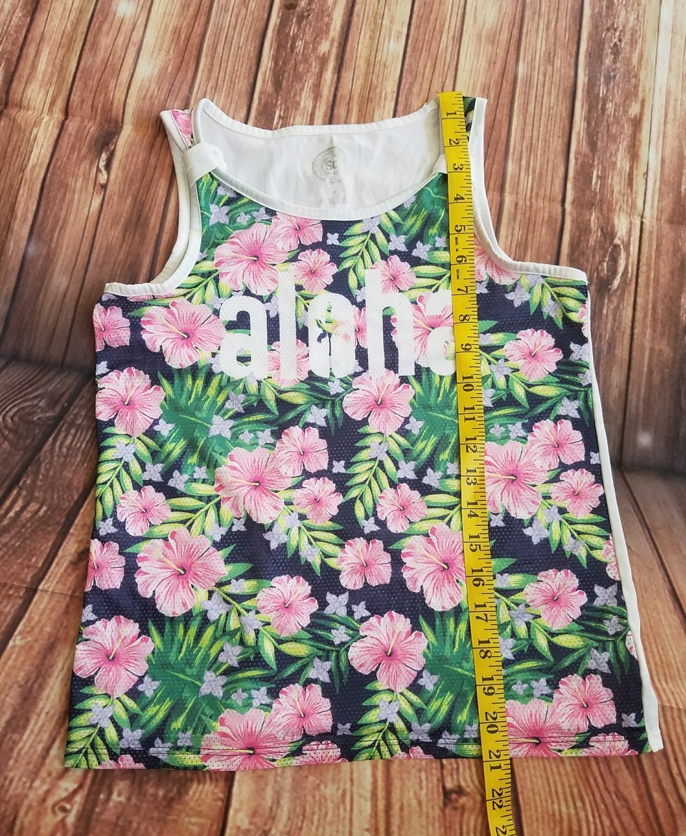 SO Mesh Front Tank Aloha Tropical Floral Girls' Plus Size: 14 -a5