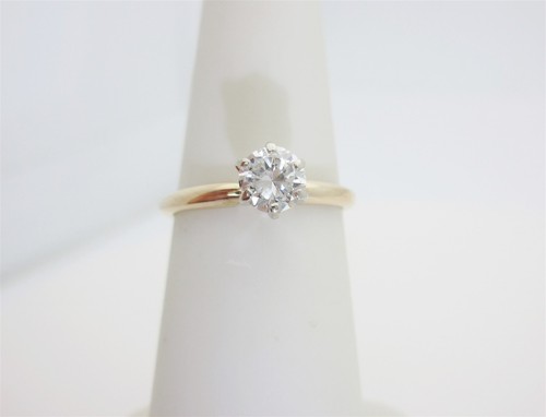 14k Diamond Engagement Rings Solitaire Round Natural 5mm Gold Size 4.75 R1153