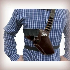 CLEARANCE! Right Hand Brown Leather Chest Holster for AUTOS/REVOLVERS - Choose