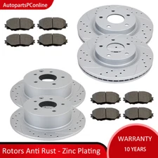 Drilled Slotted Front Rear Rotors and Brake Pads Kit for 13-18 Nissan Altima