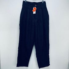 Cider Dress Pants Sz M Women’s Wide Leg Black Button Zip Pleated NWT