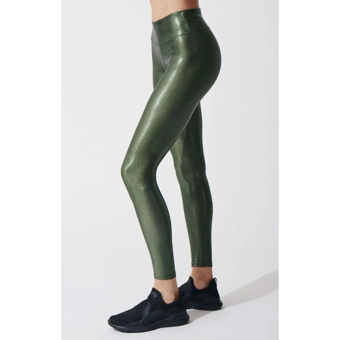 HEROINE SPORT Marvel Leggings - Army Green Shimmer Foil Metallic