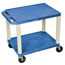 Utility Cart With Lipped Plastic Shelves, Thermoplastic Resin, 200 Lb Load