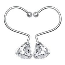 12PCS Shower Curtain Hooks Rings for Bathroom, Diamond Shaped Crystal Clear