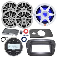 JBL Marine Radio,Spa Bezel, Adapter, ANT,Amp,Kit, LED Sub, 4x 6.5" White Speaker