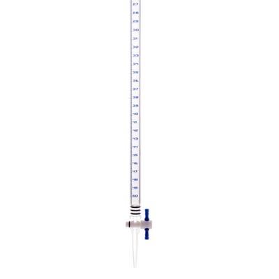 25mL Acrylic Burette - Class B - 0.1mL Blue Graduations - with PTFE Key Stopcock