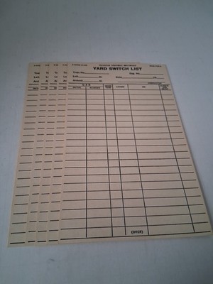 Illinois Central Railroad, Yard Switch List, Lot Of Five Vintage Blank...