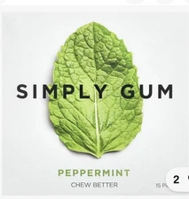 Simply Gum Chewing Gum, Peppermint, 15 Pieces 3 Pack