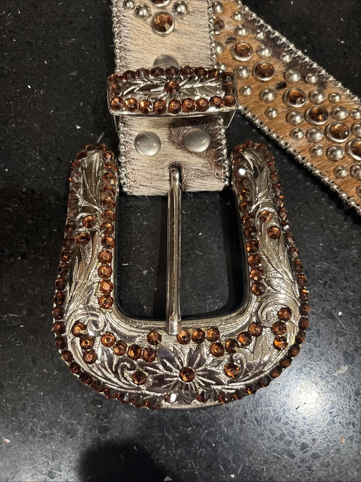 Cinturón BB Simon Mediano 1857 S91 Marrón Tostado Blanco Cuero Cinturón - Excelente Estado Usado Foto 4 de 4