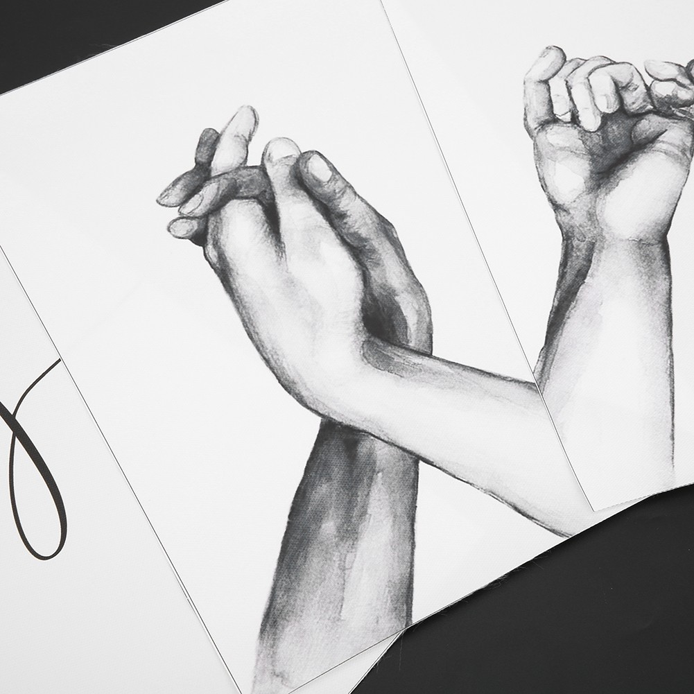 3Pcs 21x30cm Simple Abstract Drawing Hand Letter Wall Art Canvas Painting