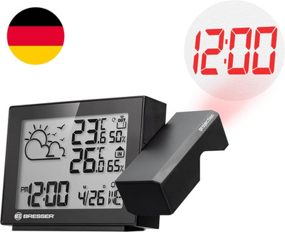 Bresser Projektions-Funkwetterstation Meteotemp P | Zeit- & Wettervorhersage-Pro