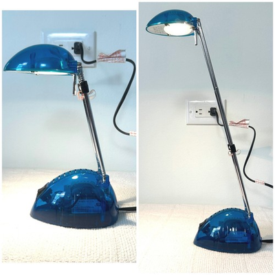 #ad VTG 00s Translucent Blue Telescopic Desk Lamp Y2K Frutiger Aero Task Light Y2K $29.99