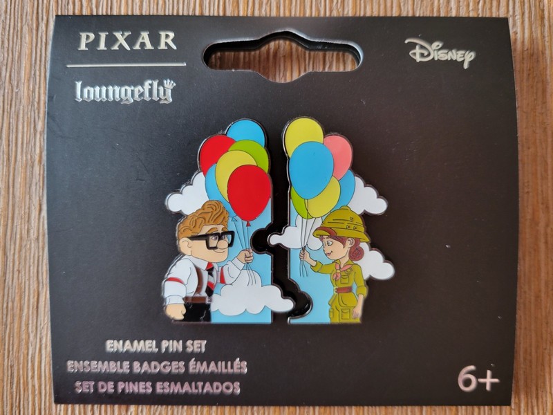 Loungefly Disney Pixar Up Young Carl & Ellie at Zoo with Balloons Enamel Pin Set