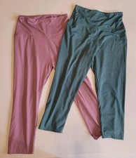 Womens Cropped Butter Soft Yoga Pants Lavender Teal S-M
