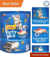 Purina Party Mix Beachside Crunch Cat Treats - 20 oz Pouch Real Fish & Flavors