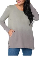 LOGO by Lori Goldstein Women's ScoopNeck Dye Waffle Top DrkShadow