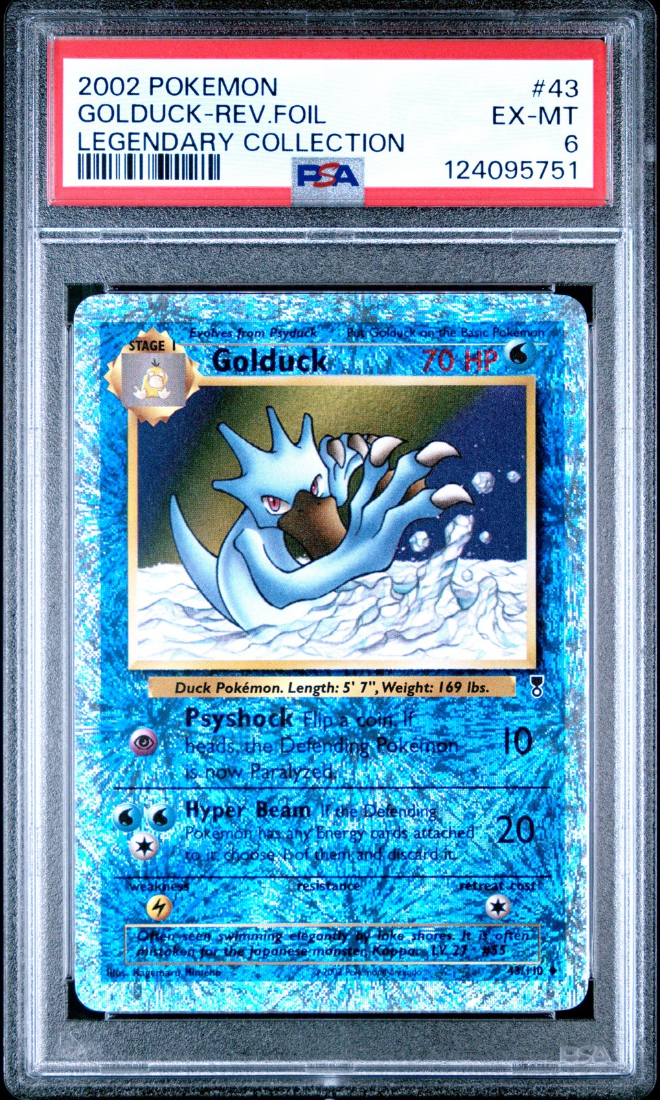 2002 POKEMON LEGENDARY COLLECTION #43 GOLDUCK-REVERSE FOIL PSA 6