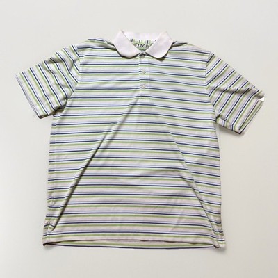 Izod Performx Golf Mens L White Stripe Polo Performance Sport Tennis Shirt