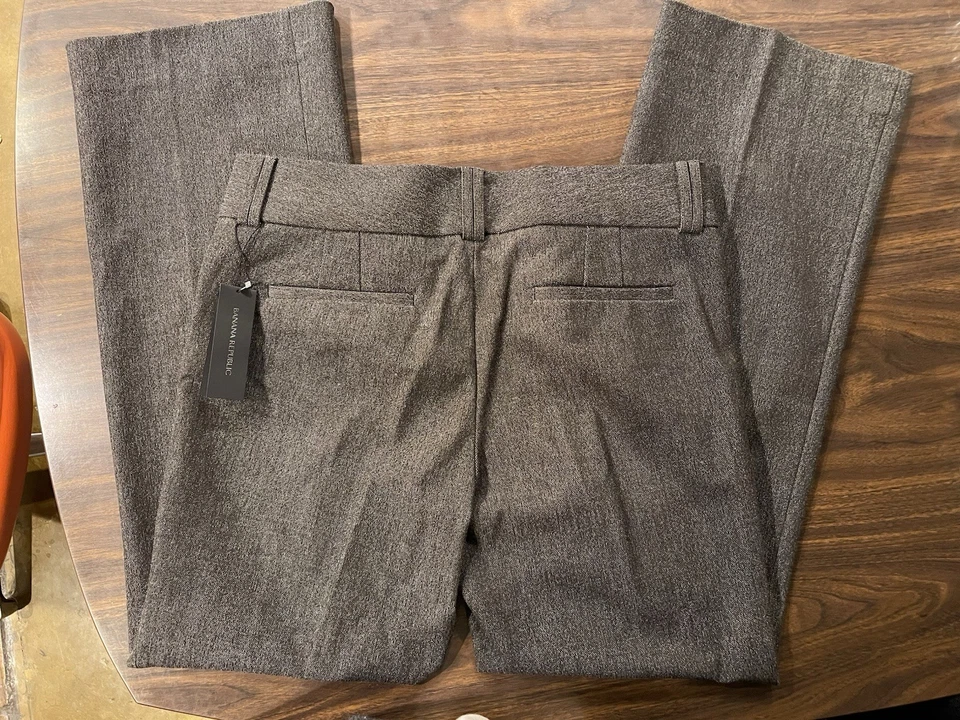 Pantalones acampanados cortos Banana Republic Sloan Fit marrón tweed talla 14 elásticos nuevos con etiquetas Foto 3 de 4