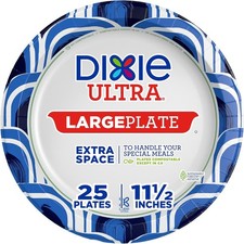 Large Paper Plates 11 Inch 25 Count 3X Stronger* Heavy Duty Microwave-Safe