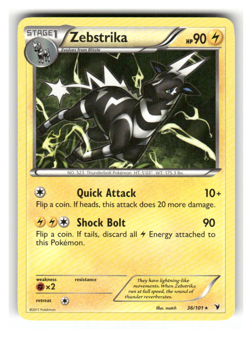 Zebstrika 36/101 Rare Noble Victories Pokemon Moderately Played