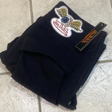 Von Dutch Y2K Double Knee Carpenter Black Denim Pants Canvas Men's 34x30 NWT  S3