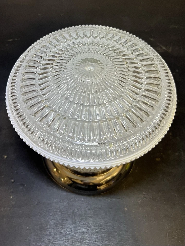 Chrome Flush Mount Fixture With Antique Glass Globe Porch Hallway 103C - Image 4 of 4