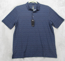 Greg Norman ML75 Polo Shirt Mens Large Blue Geometric Play Dry Golf Performance