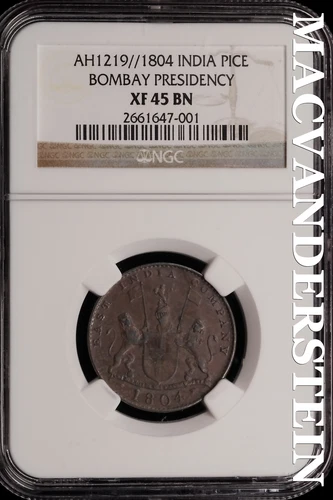 India: AH1219//1804 Bombay Presidency Pice - NGC XF 45 BN - #SLi382