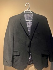 Saddlebred 2 Button BLACK Corduroy Sport Coat Jacket Blazer Mens 46R