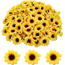 Sunflowers Artificial Flower Heads 100 PCS Yellow Mini Fake Fabric Craft Decor