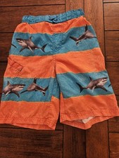 Wonder Nation Boys Youth size 8 Medium Swim Trunks Shark Theme Orange Turquoise