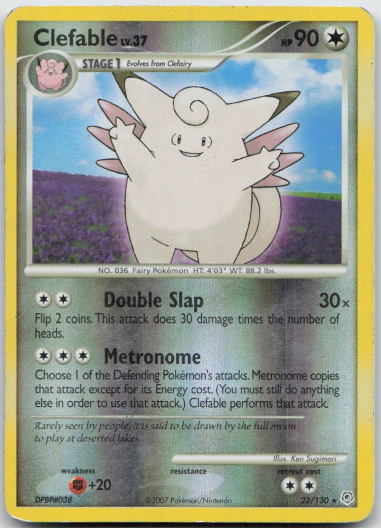 Clefable 22/130 Rare Diamond & Pearl Pokemon TCG Reverse Holo MP