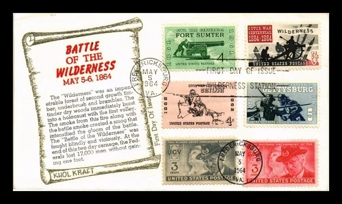 DR JIM STAMPS US COVER BATTLE OF WILDERNESS CIVIL WAR FDC COMBO KHOL KRAFT
