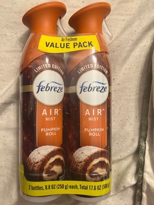 2 Pack Febreze Air Mist Pumpkin Roll 8.8oz Limited Edition Air Freshener