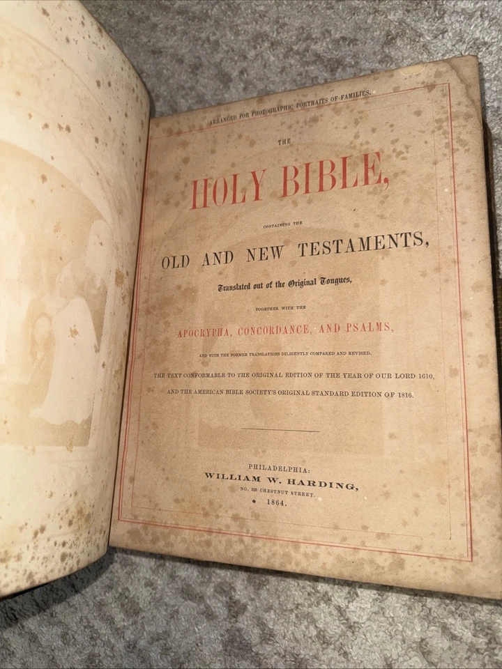 William W. Harding Holy Bible From 1864 - Rough shape rare collectible!! - Image 3 of 4