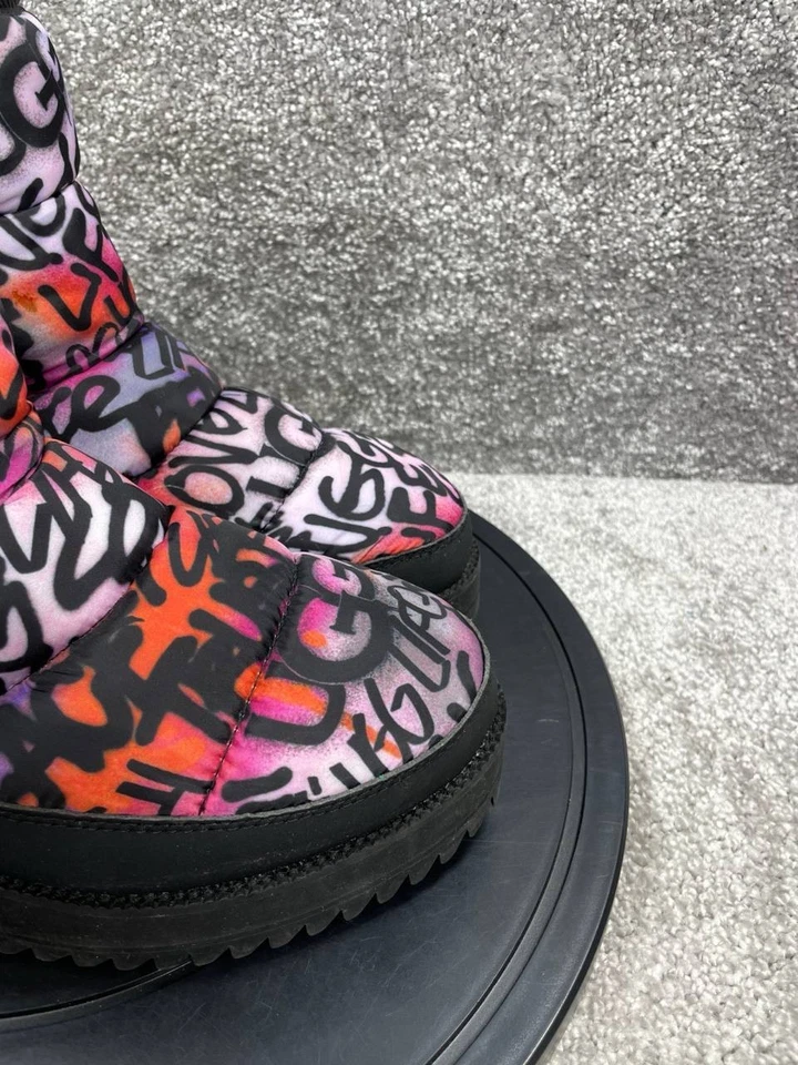 Botas Ugg Mujer Talla 8 Ridge Graffiti Pop Multicolor Lana Cremallera Lateral Tobillo Nieve Foto 2 de 4