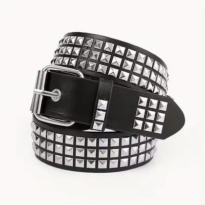 2024 Punk Nieten Gürtel Quadrat Metall Pyramide Nieten Jeansgürtel für Herren & Damen Y2K