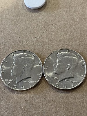 1991 P&D Kennedy Half Dollar -Nice Rim-Two Coins Set-Free Shipping 