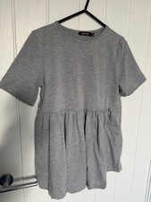 Grey Boohoo Peplum Maternity Over The Bump Top UK8