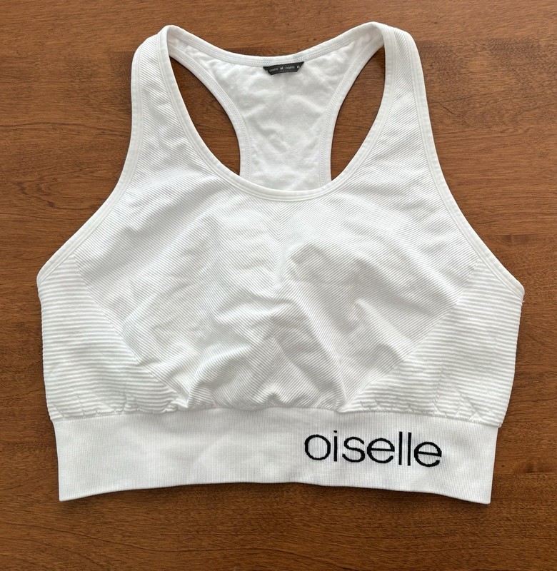 Oiselle In2 Sports Bra Sz XL White Compression Racerback Wire Free Athletic